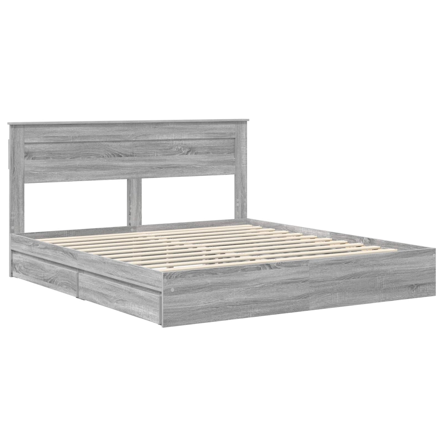vidaXL Κρεβάτι Αποθήκης Γκρίζο Σονομα 180 x 200 cm Επεξεργασμένο ξύλο