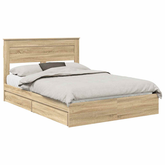 vidaXL Κρεβάτι Αποθήκης Δρύς Sonoma 160 x 200 cm Επεξεργασμένο ξύλο