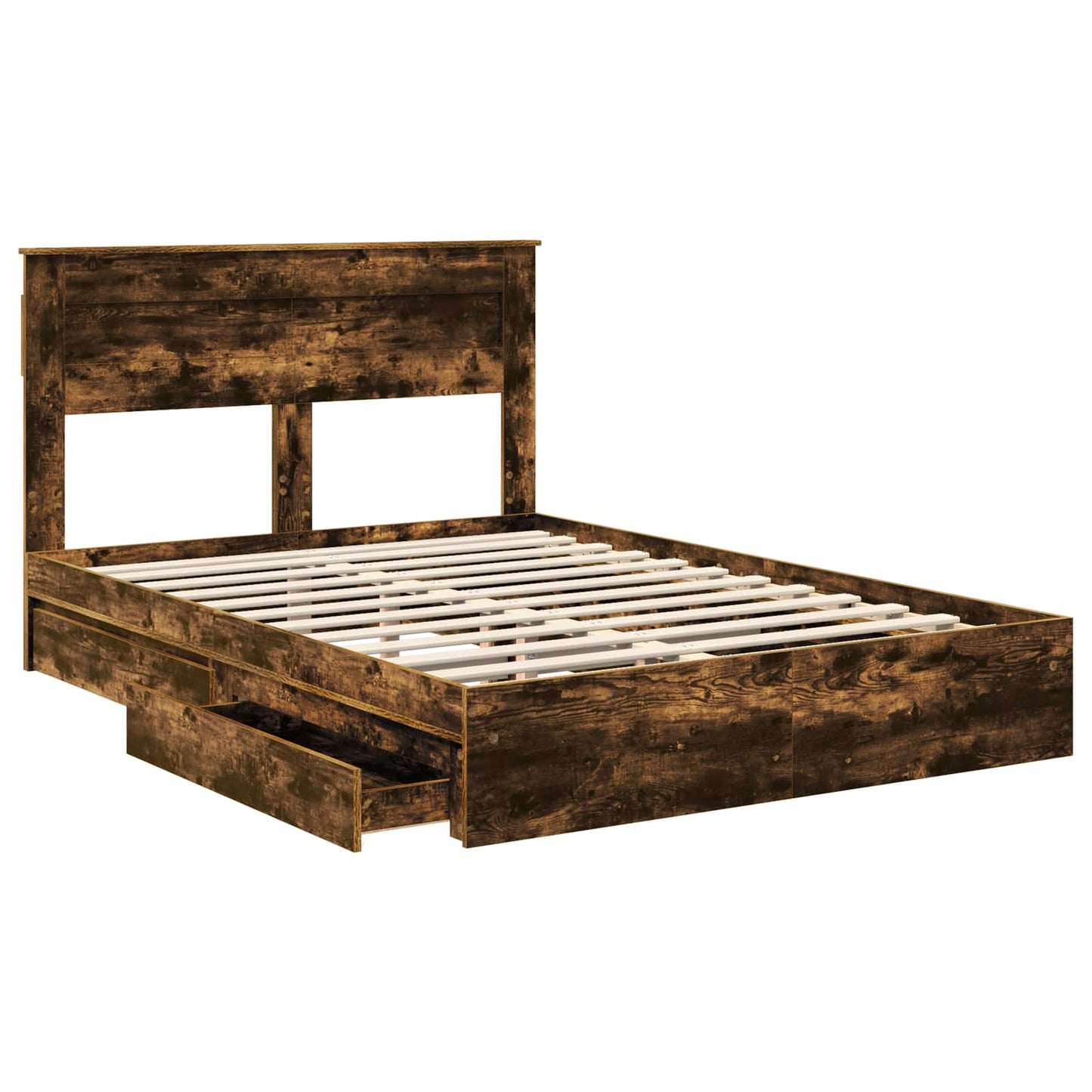 vidaXL Κρεβάτι Αποθήκης Καπνιστό Δρύς 160 x 200 cm Επεξεργασμένο ξύλο