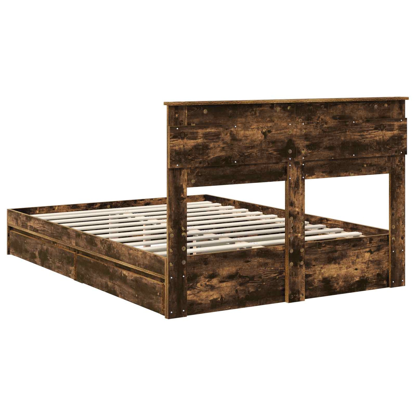 vidaXL Κρεβάτι Αποθήκης Καπνιστό Δρύς 160 x 200 cm Επεξεργασμένο ξύλο