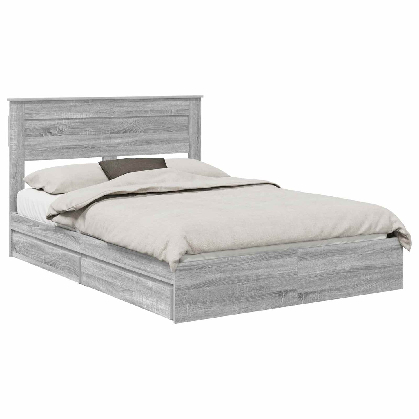 vidaXL Κρεβάτι Αποθήκης Γκρίζο Σονομα 160 x 200 cm Επεξεργασμένο ξύλο