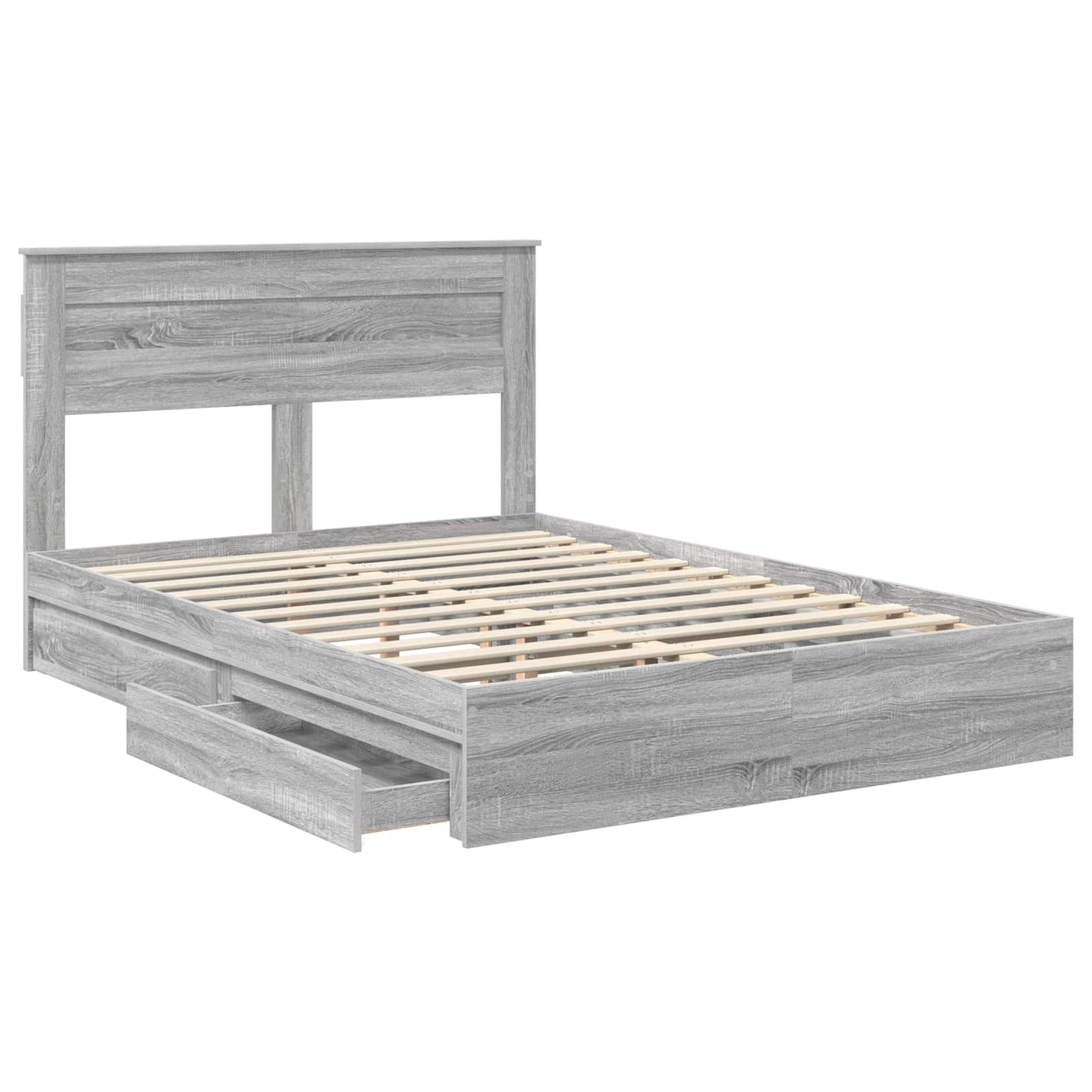 vidaXL Κρεβάτι Αποθήκης Γκρίζο Σονομα 160 x 200 cm Επεξεργασμένο ξύλο