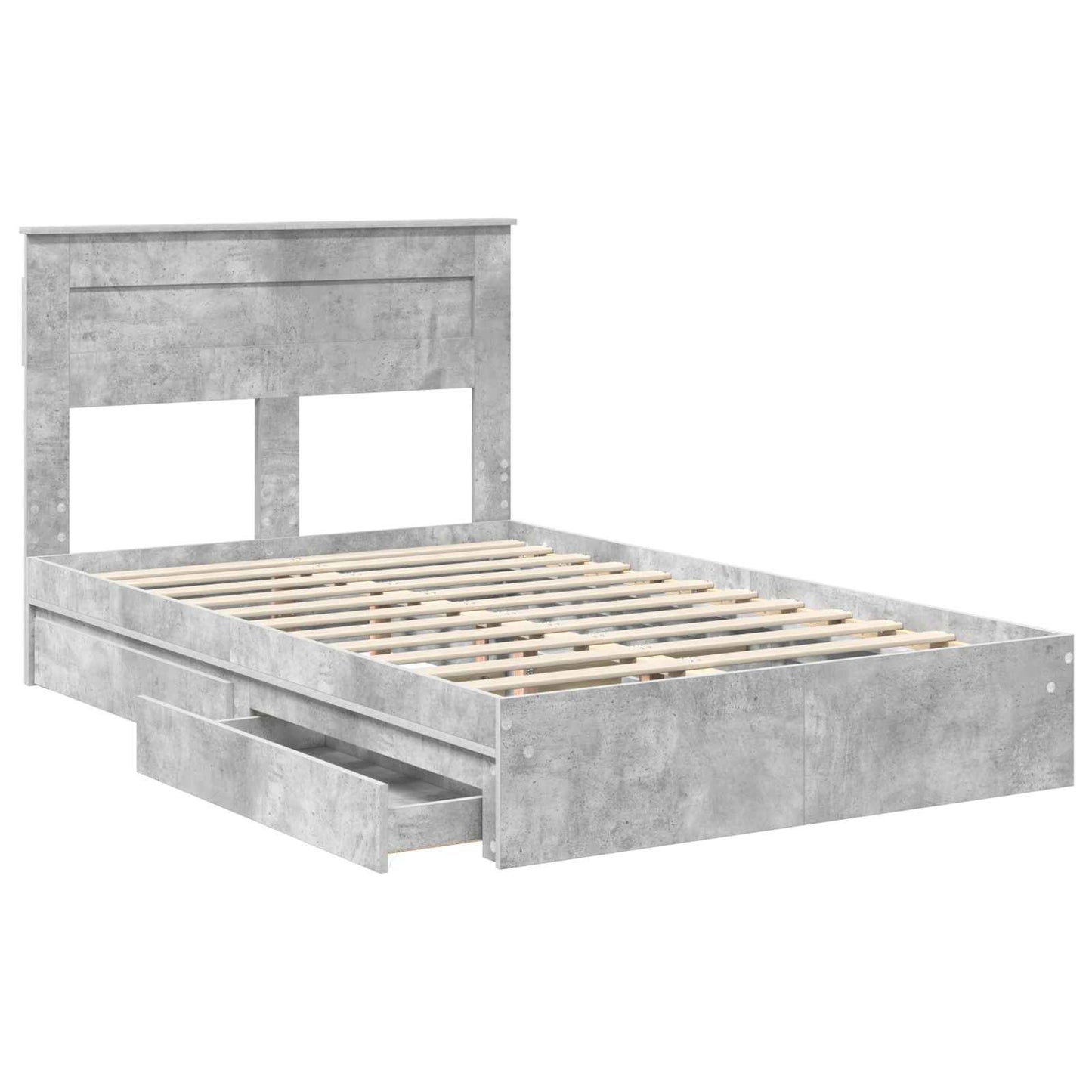 vidaXL Κρεβάτι Αποθήκης Σκυρόδεμα Γκρι 135 x 190 cm Επεξεργασμένο ξύλο