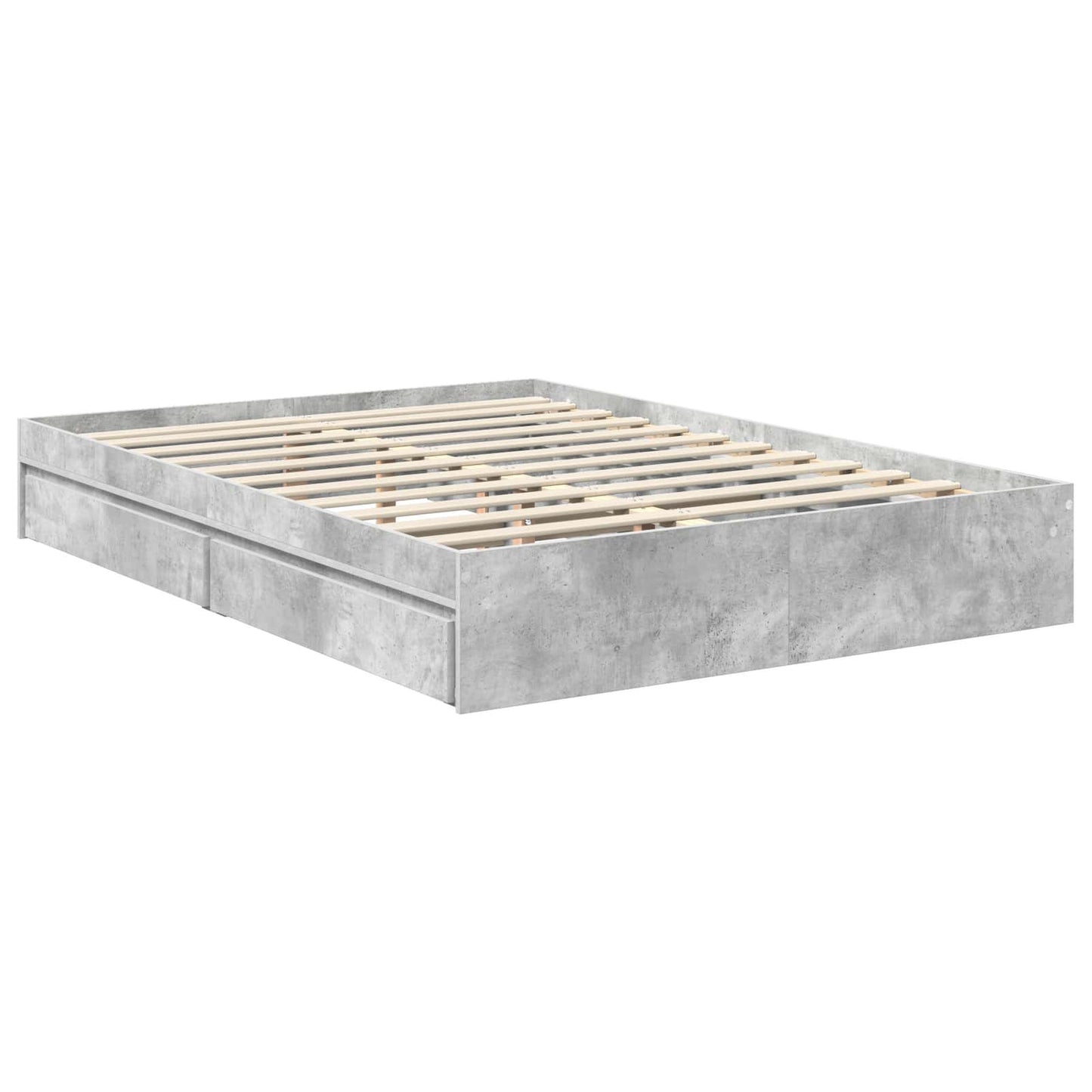 vidaXL Κρεβάτι Αποθήκης Σκυρόδεμα Γκρι 135 x 190 cm Επεξεργασμένο ξύλο