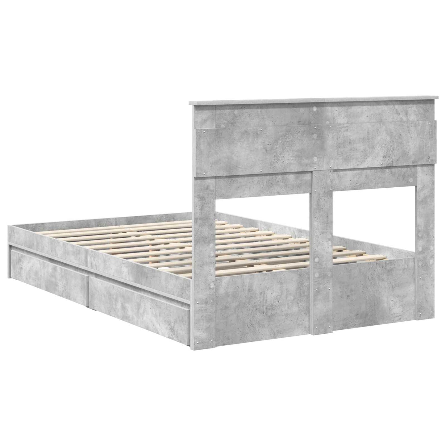 vidaXL Κρεβάτι Αποθήκης Σκυρόδεμα Γκρι 135 x 190 cm Επεξεργασμένο ξύλο
