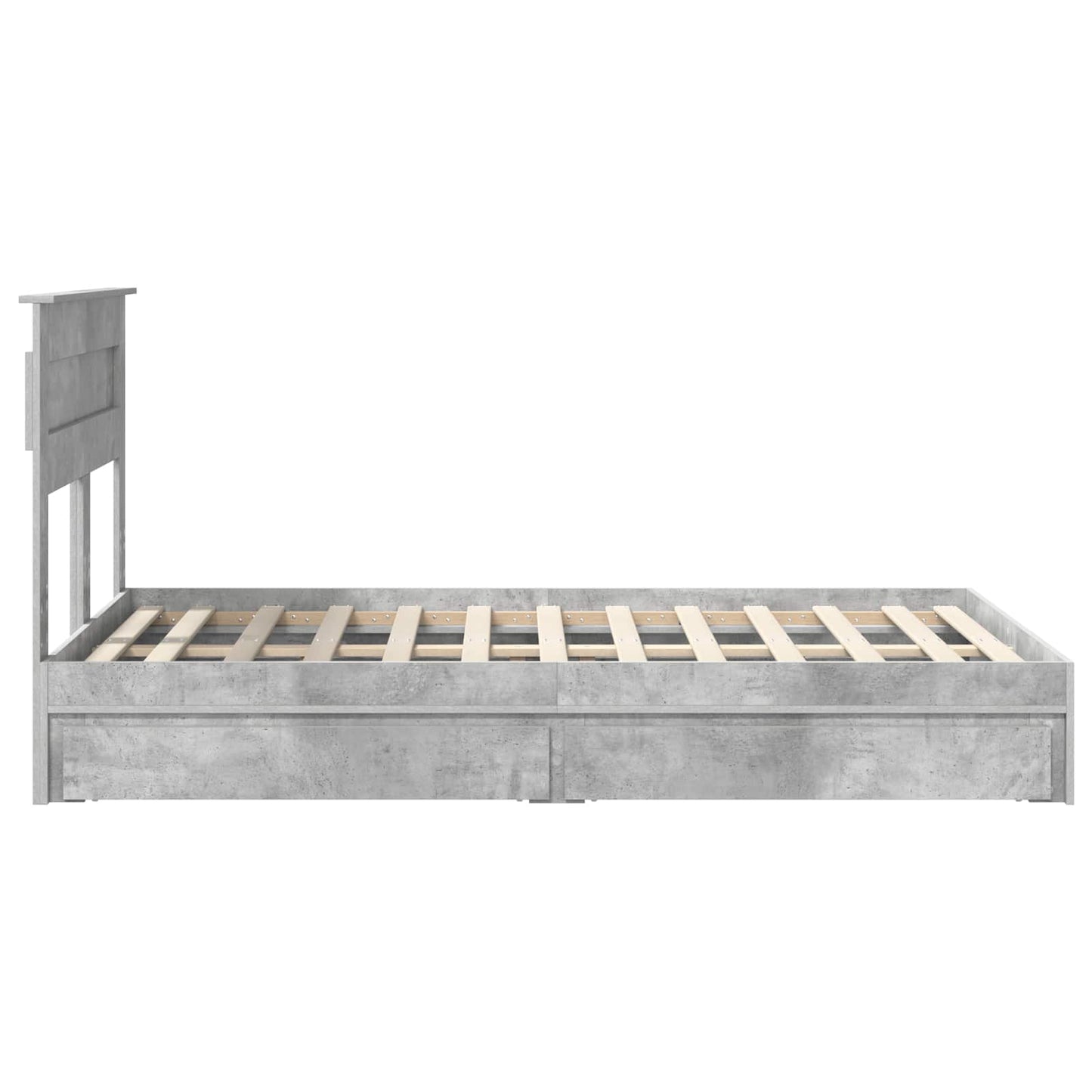 vidaXL Κρεβάτι Αποθήκης Σκυρόδεμα Γκρι 135 x 190 cm Επεξεργασμένο ξύλο