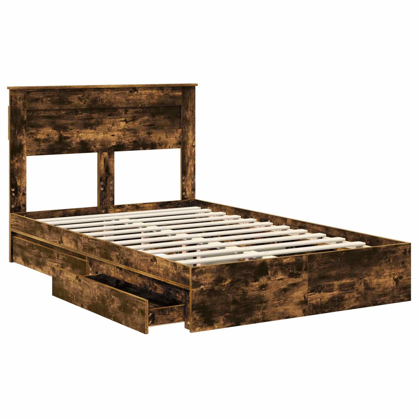 vidaXL Κρεβάτι Αποθήκης Καπνιστό Δρύς 135 x 190 cm Επεξεργασμένο ξύλο