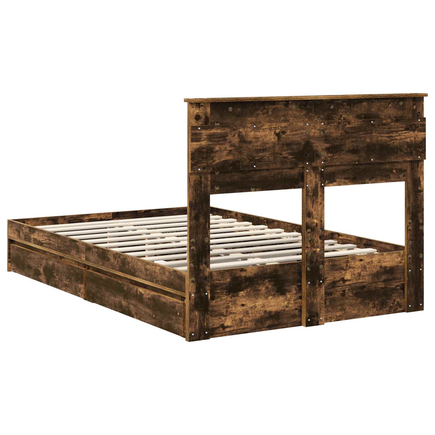 vidaXL Κρεβάτι Αποθήκης Καπνιστό Δρύς 135 x 190 cm Επεξεργασμένο ξύλο