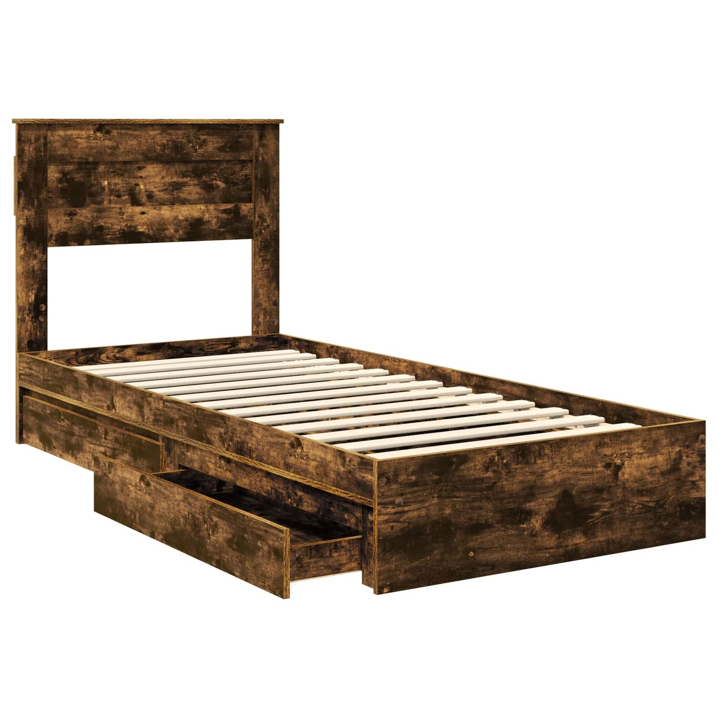 vidaXL Κρεβάτι Αποθήκης Καπνιστό Δρύς 100 x 200 cm Επεξεργασμένο ξύλο