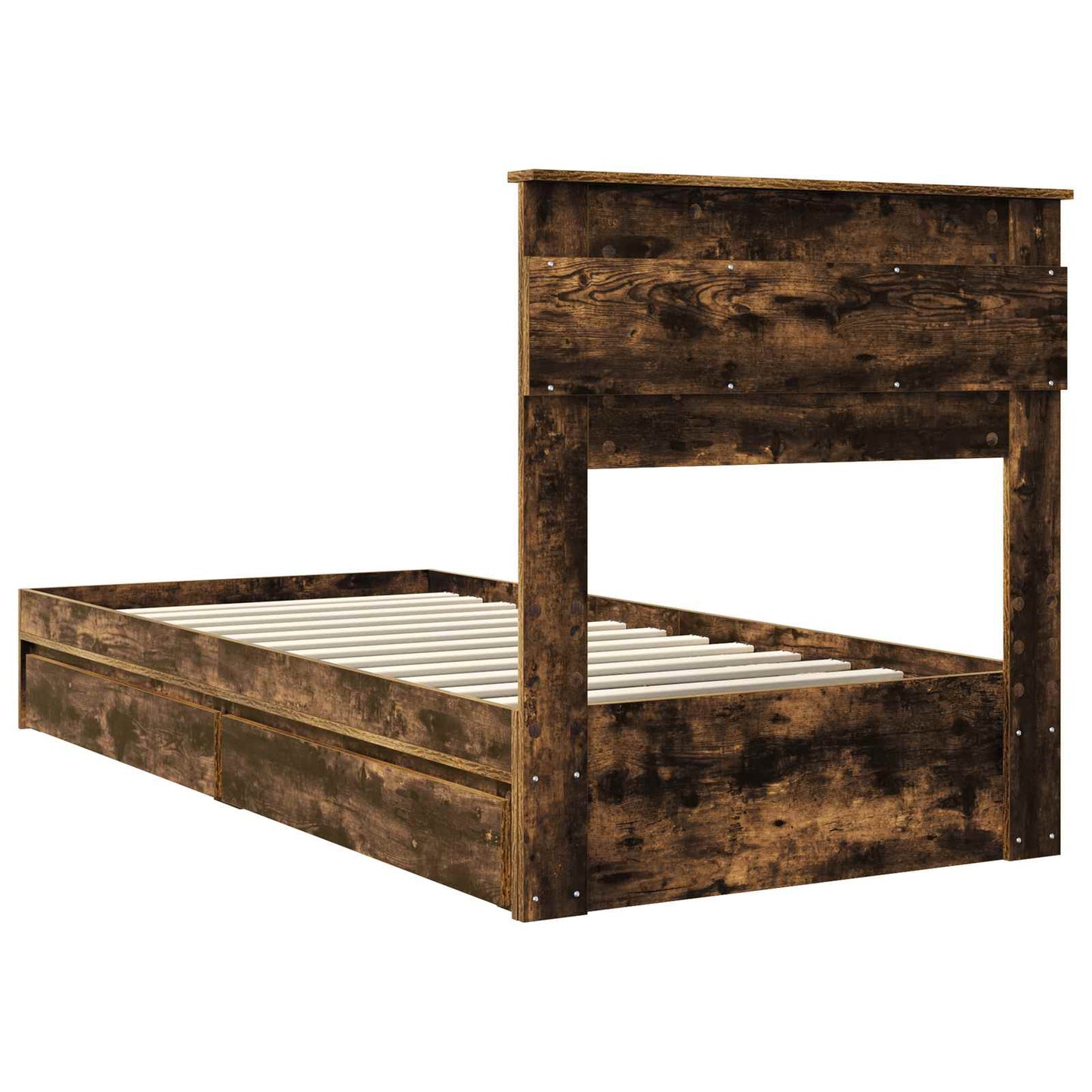 vidaXL Κρεβάτι Αποθήκης Καπνιστό Δρύς 100 x 200 cm Επεξεργασμένο ξύλο