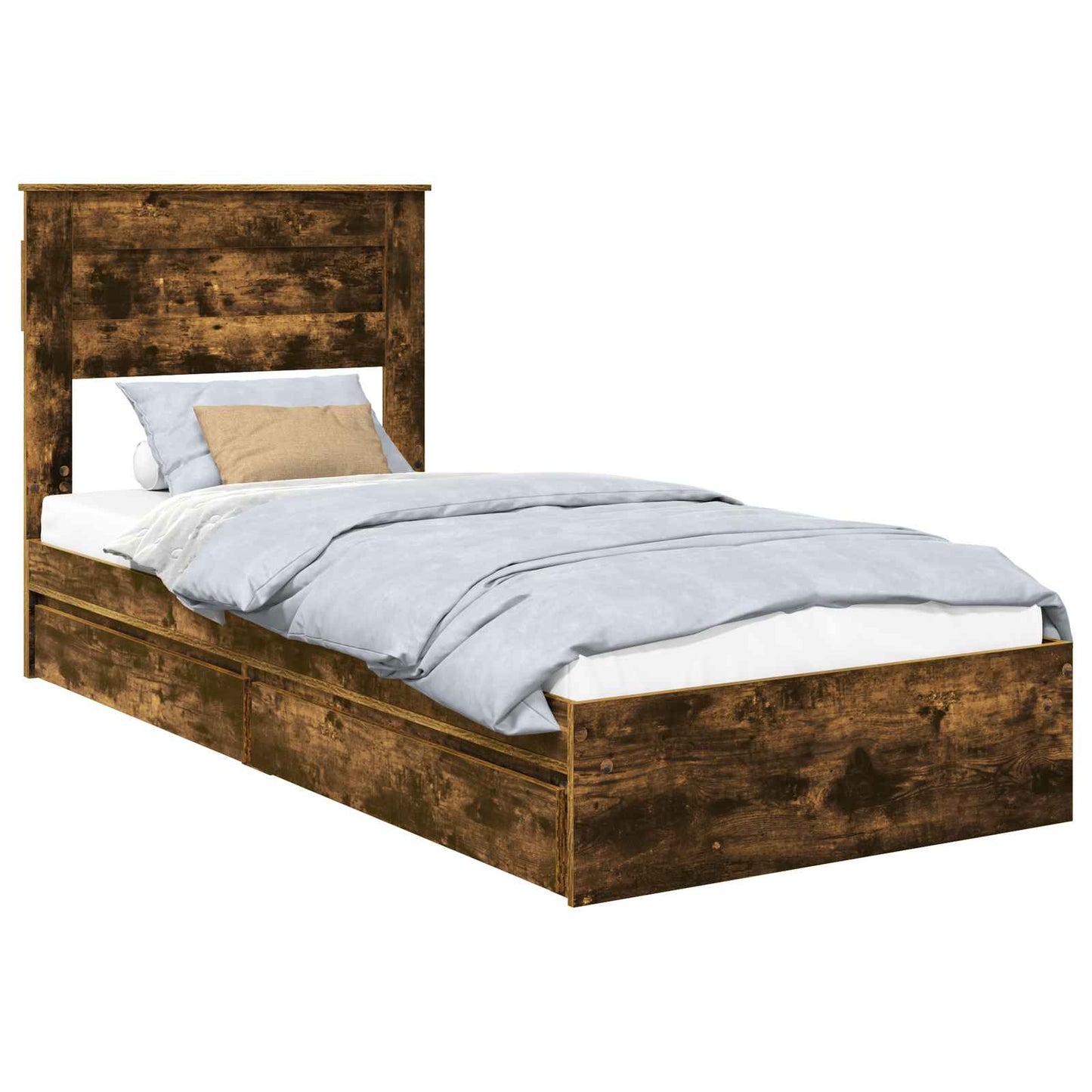 vidaXL Κρεβάτι Αποθήκης Καπνιστό Δρύς 90 x 190 cm Επεξεργασμένο ξύλο