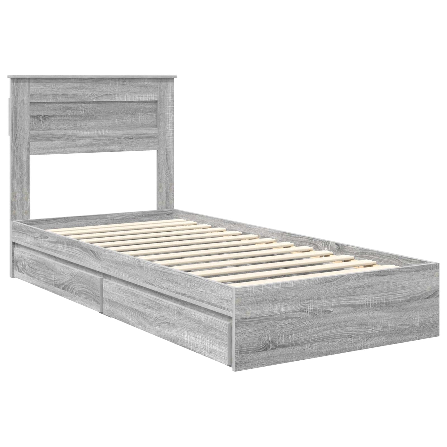 vidaXL Κρεβάτι Αποθήκης Γκρίζο Σονομα 90 x 200 cm Επεξεργασμένο ξύλο