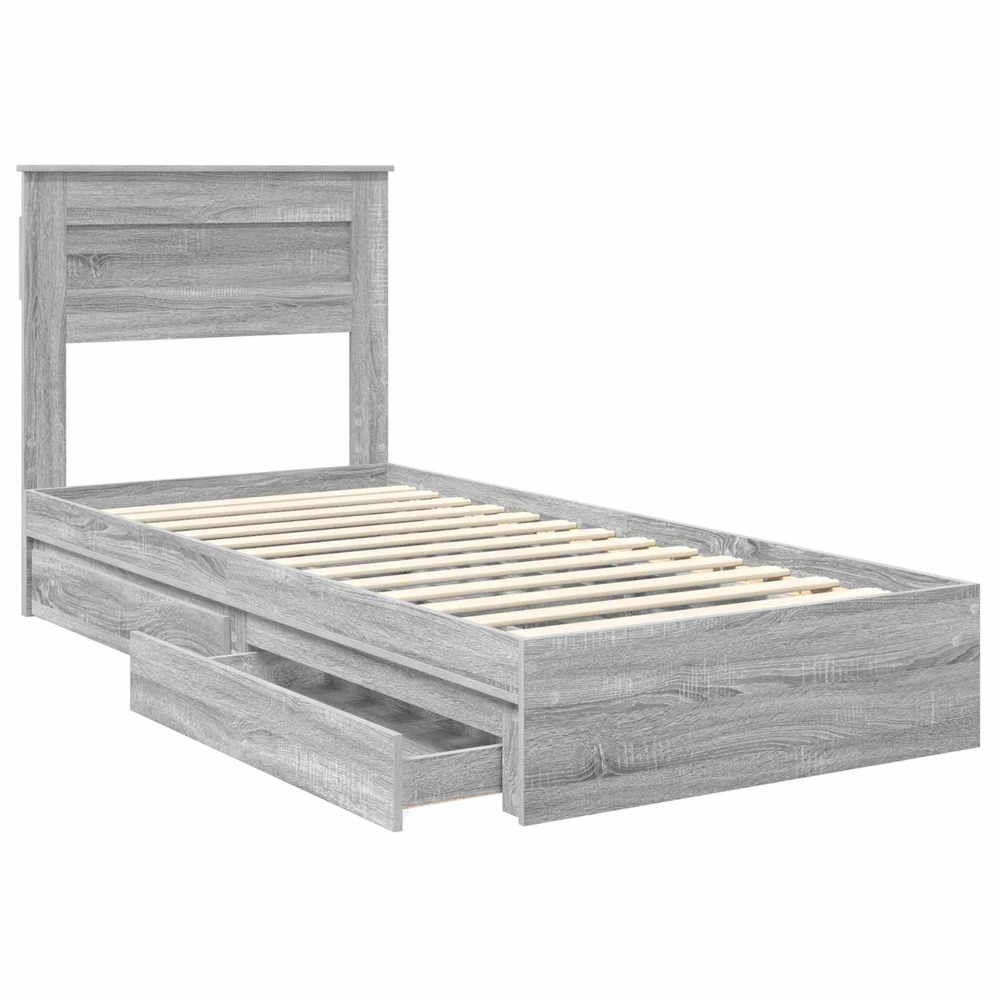 vidaXL Κρεβάτι Αποθήκης Γκρίζο Σονομα 90 x 200 cm Επεξεργασμένο ξύλο