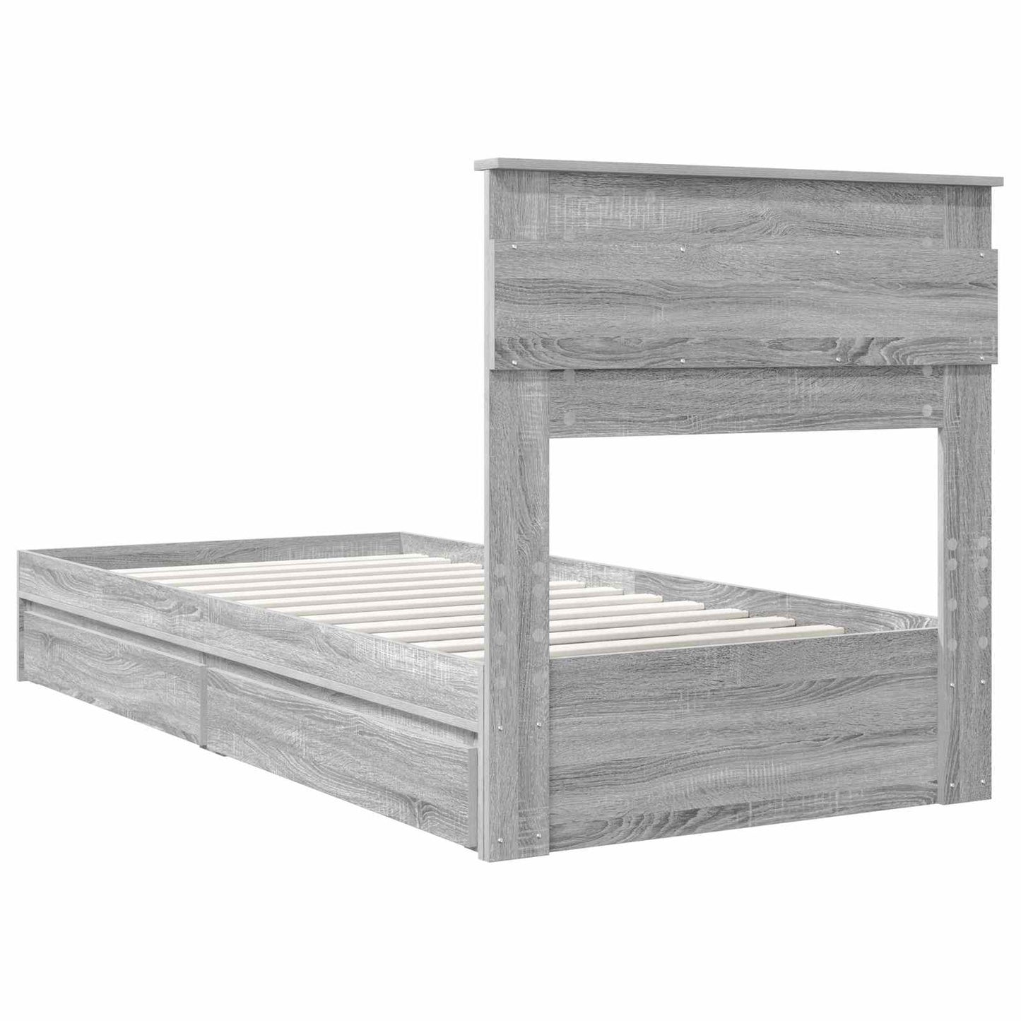 vidaXL Κρεβάτι Αποθήκης Γκρίζο Σονομα 90 x 200 cm Επεξεργασμένο ξύλο