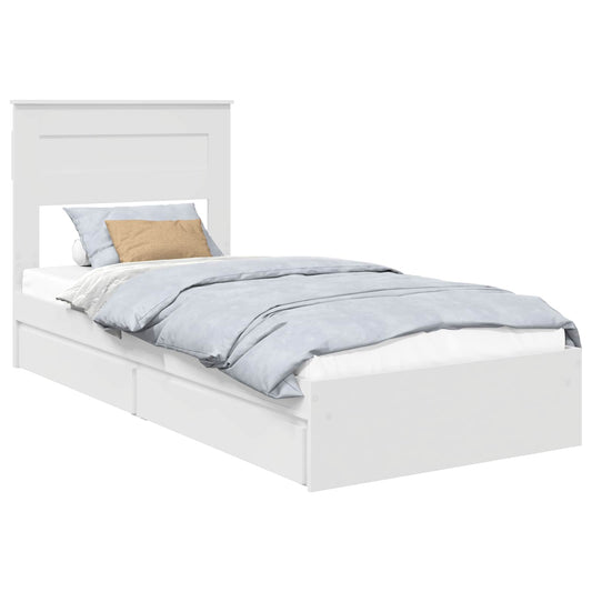 vidaXL Κρεβάτι Αποθήκης Λευκό 75 x 190 cm Επεξεργασμένο ξύλο