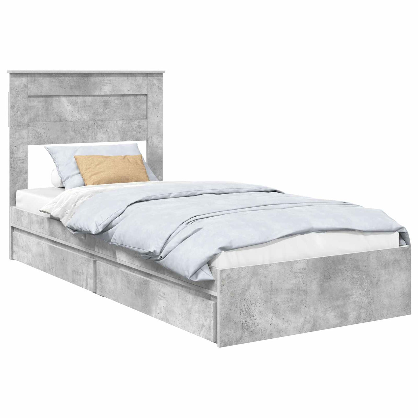 vidaXL Κρεβάτι Αποθήκης Σκυρόδεμα Γκρι 75 x 190 cm Επεξεργασμένο ξύλο