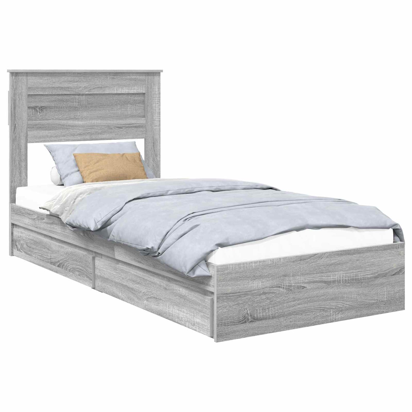 vidaXL Κρεβάτι Αποθήκης Γκρίζο Σονομα 75 x 190 cm Επεξεργασμένο ξύλο