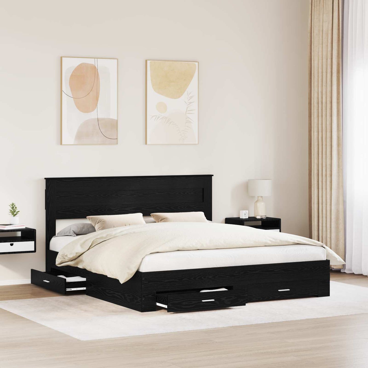 vidaXL Σκελετός Κρεβατιού Μαύρη Οξυά 180 x 200 cm Επεξεργασμένο ξύλο
