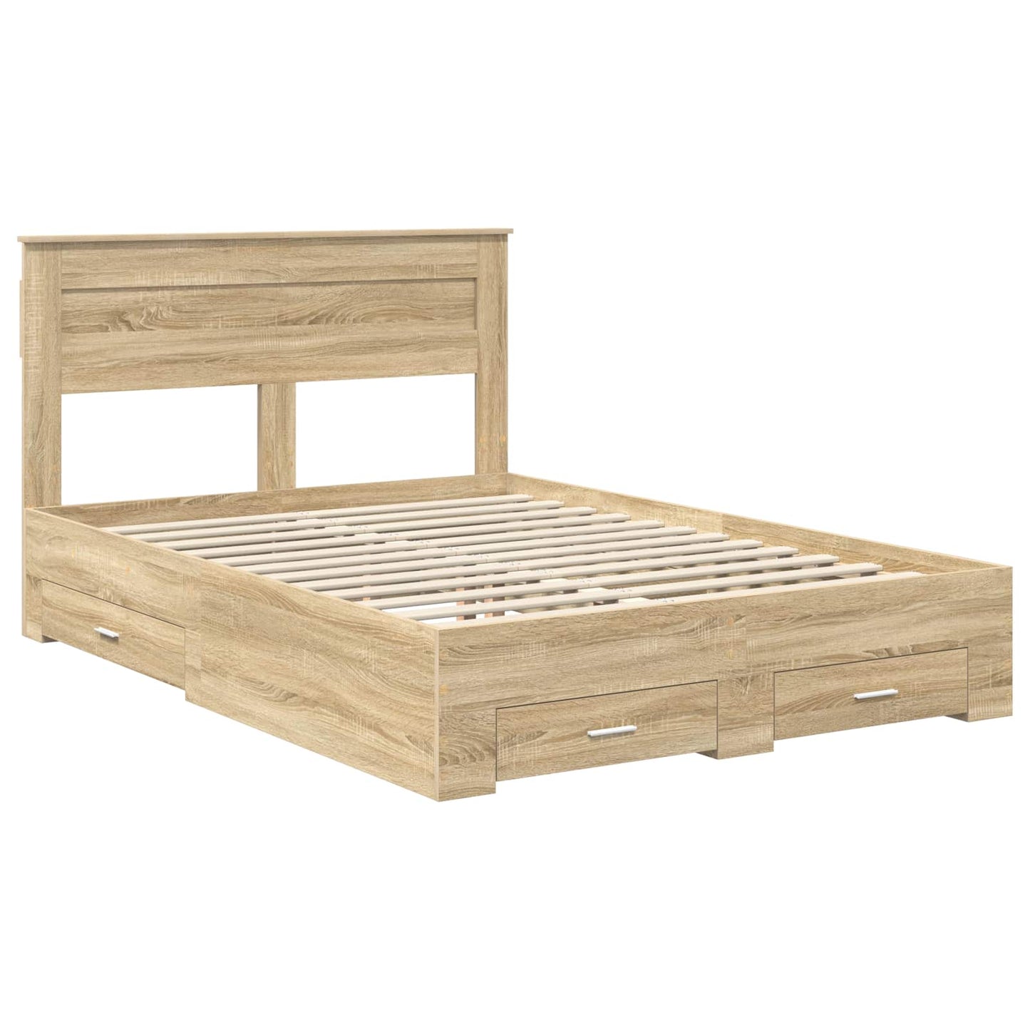 vidaXL Σκελετός Κρεβατιού Δρύς Sonoma 150 x 200 cm Επεξεργασμένο ξύλο