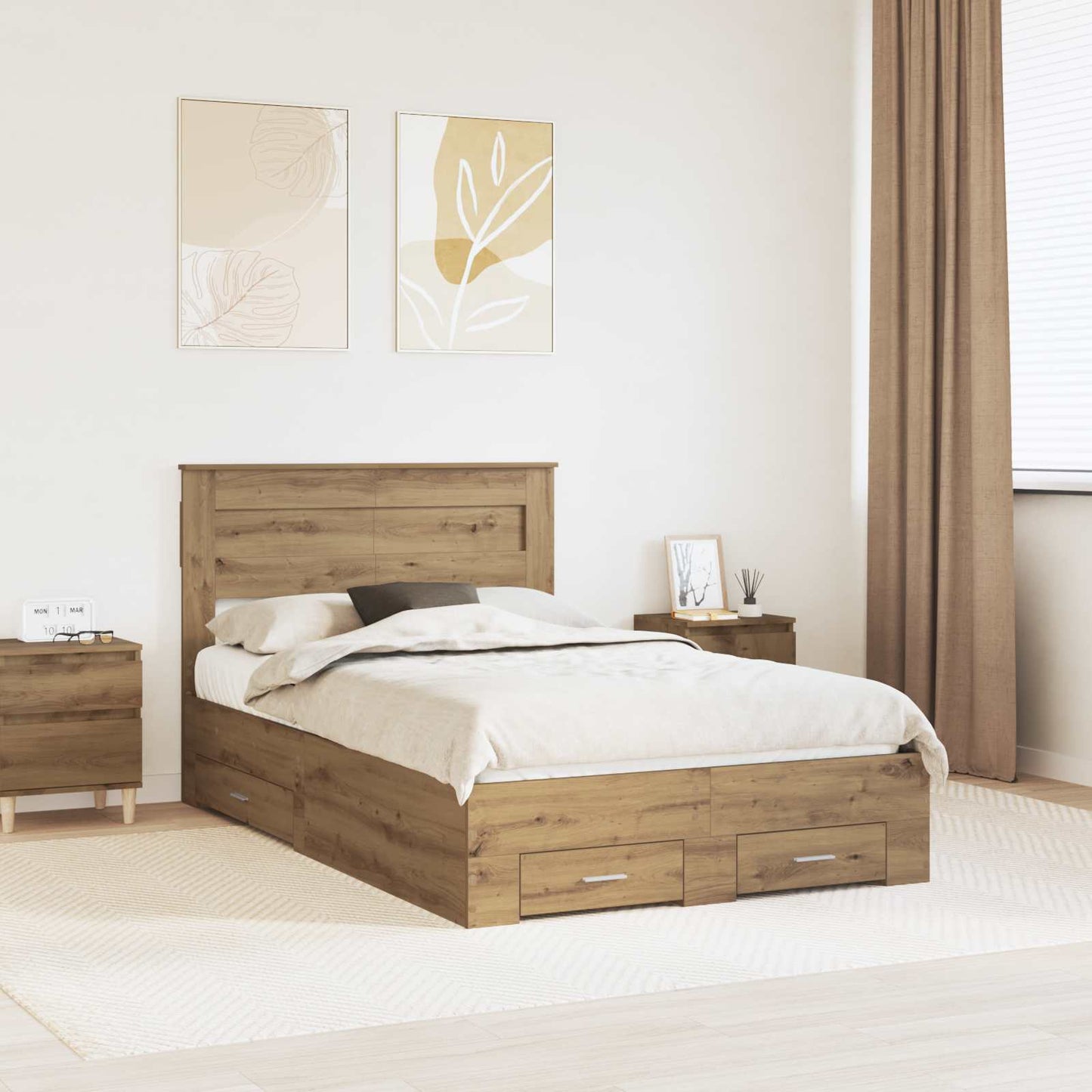 vidaXL Σκελετός Κρεβατιού Artisan Oak 120 x 190 cm Επεξεργασμένο ξύλο