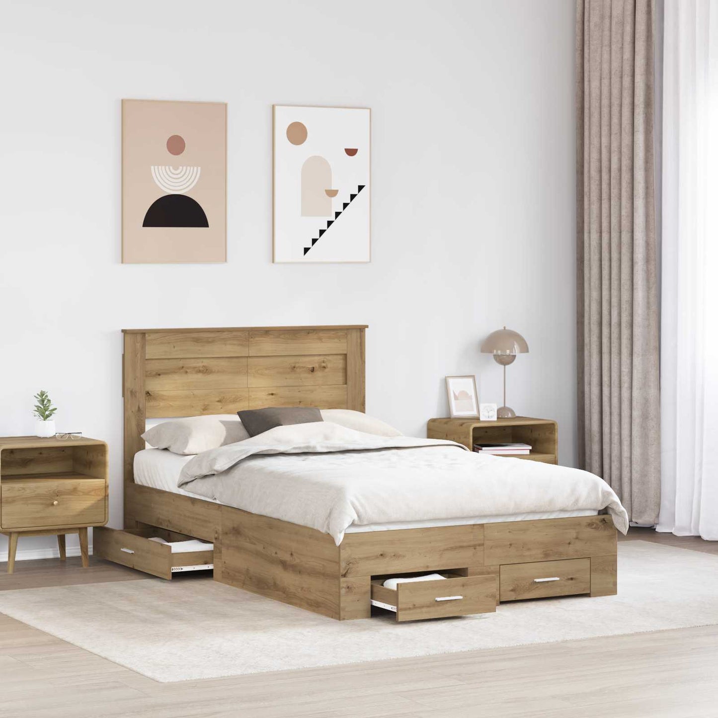 vidaXL Σκελετός Κρεβατιού Artisan Oak 120 x 190 cm Επεξεργασμένο ξύλο