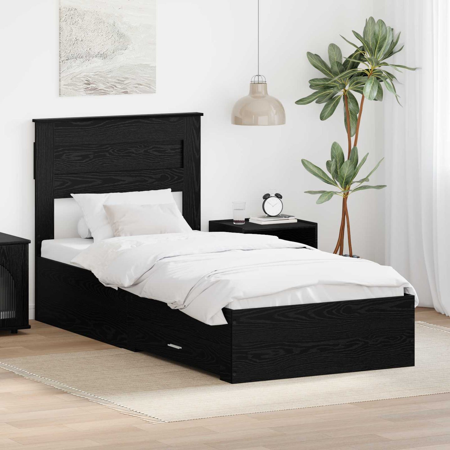 vidaXL Σκελετός Κρεβατιού Μαύρη Οξυά 100 x 200 cm Επεξεργασμένο ξύλο