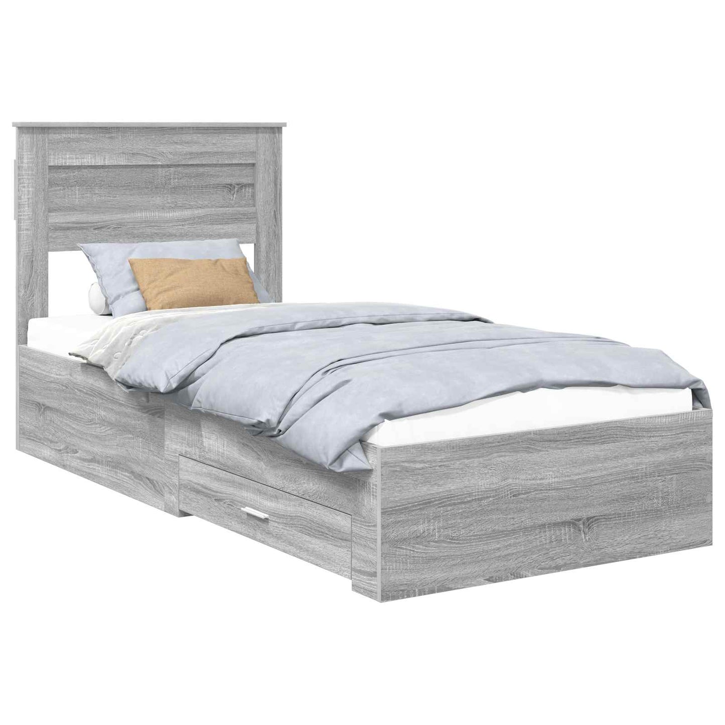 vidaXL Σκελετός Κρεβατιού Γκρίζο Σονομα 90 x 190 cm Επεξεργασμένο ξύλο