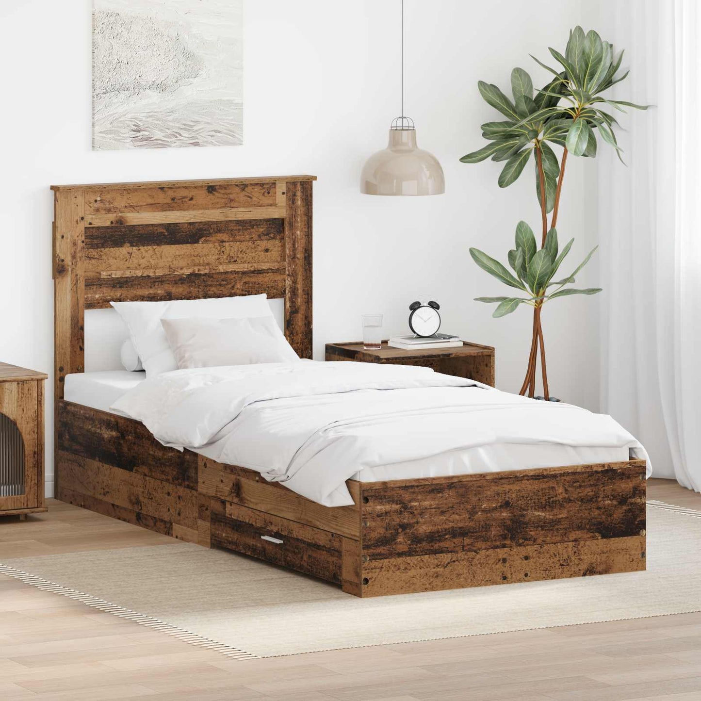 vidaXL Σκελετός Κρεβατιού Παλιό ξύλο 90 x 200 cm Επεξεργασμένο ξύλο