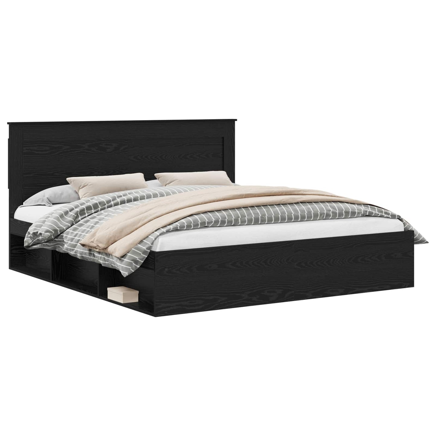 vidaXL Σκελετός Κρεβατιού Μαύρο 200 x 200 cm Στερεά ξυλεία πεύκου