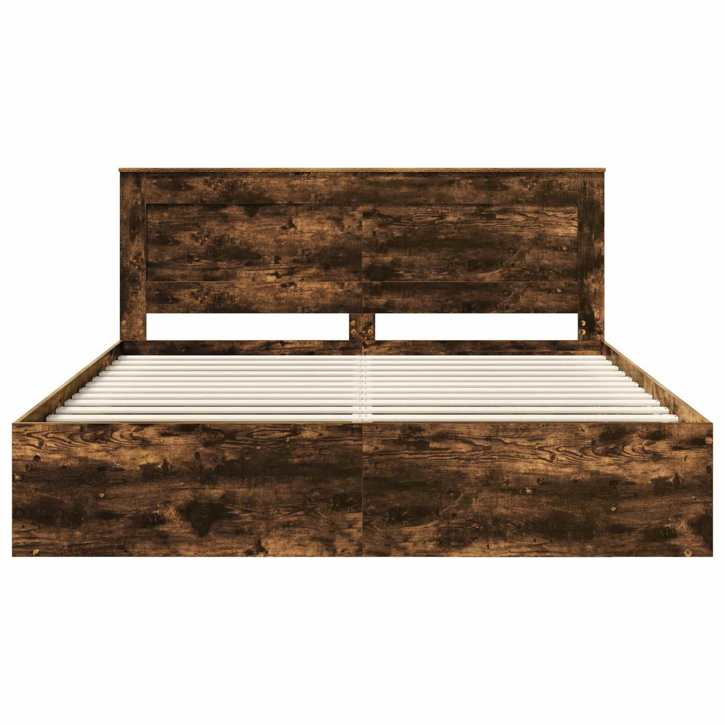 vidaXL Σκελετός Κρεβατιού με κεφαλάρι Καπνιστό Δρύς 200 x 200 cm