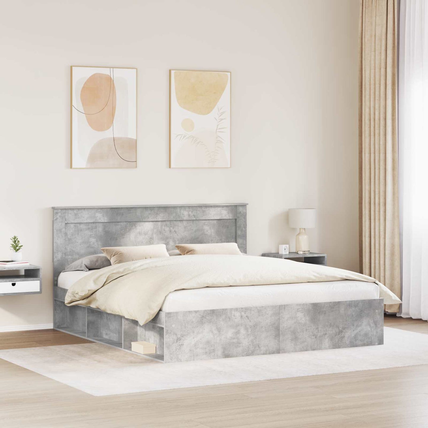 vidaXL Σκελετός Κρεβατιού Σκυρόδεμα 180 x 200 cm Στερεά ξυλεία πεύκου