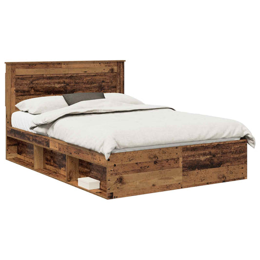 vidaXL Σκελετός Κρεβατιού Παλιό ξύλο 140 x 190 cm Στερεά ξυλεία πεύκου