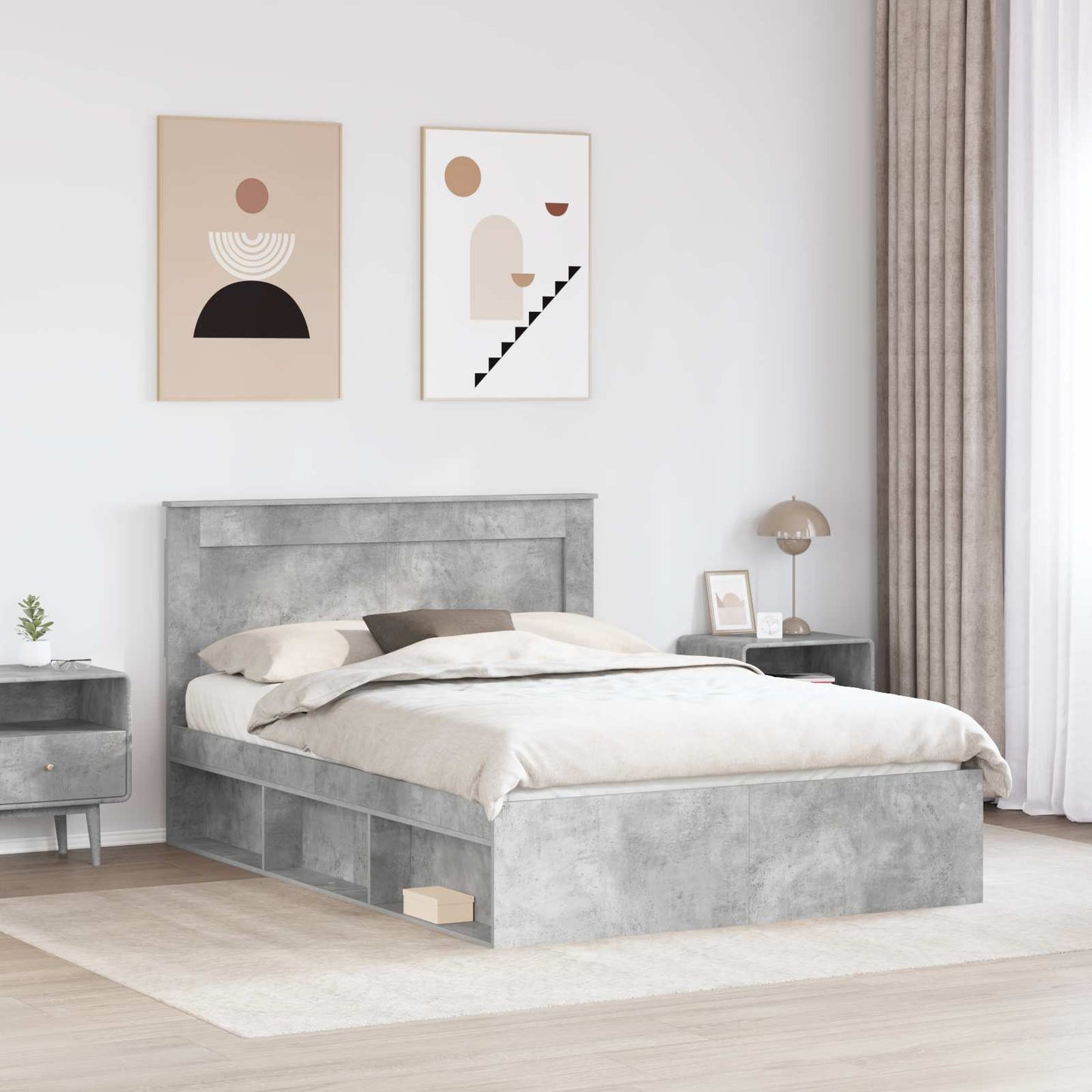 vidaXL Σκελετός Κρεβατιού Σκυρόδεμα 140 x 200 cm Στερεά ξυλεία πεύκου