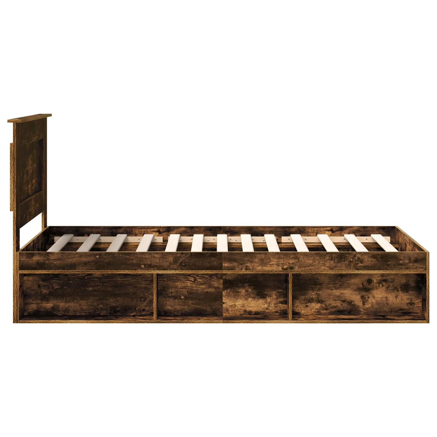 vidaXL Σκελετός Κρεβατιού με κεφαλάρι Καπνιστό Δρύς 100 x 200 cm