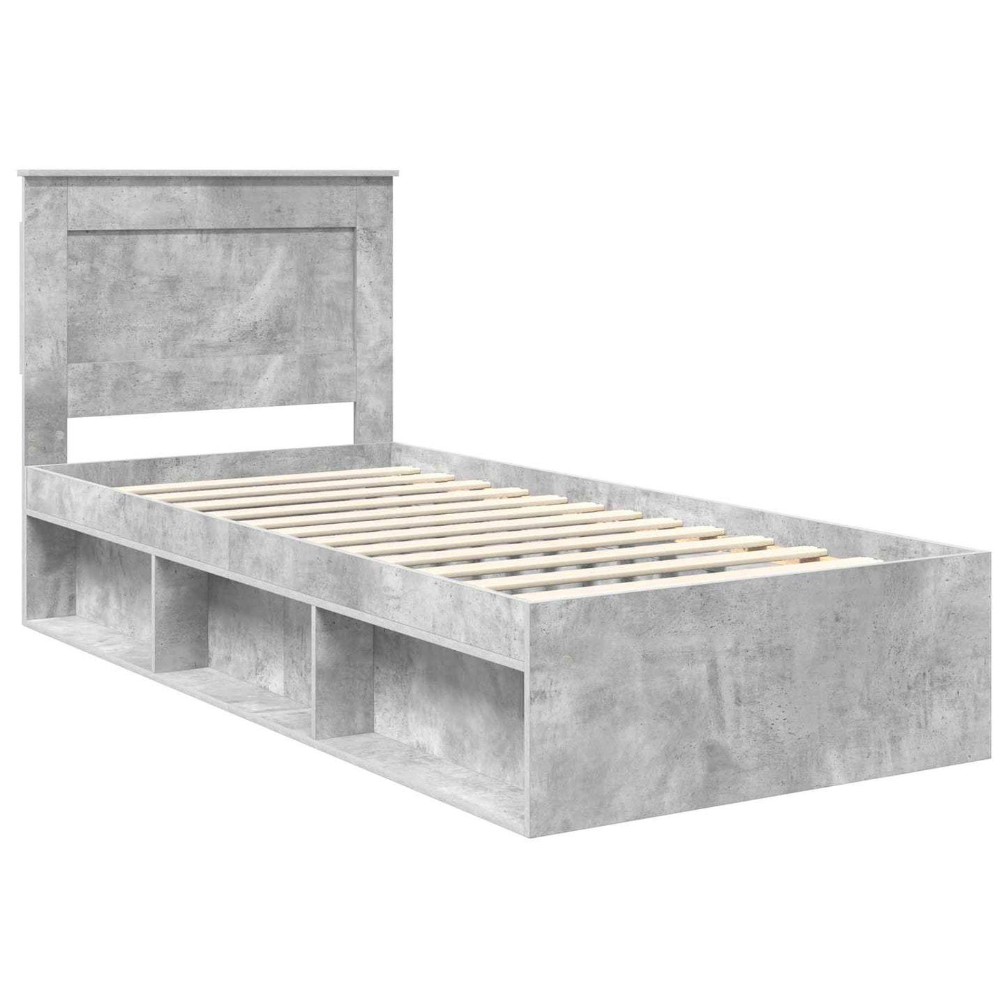 vidaXL Σκελετός Κρεβατιού Γκρι Μπετόν 90 x 190 cm Στερεά ξυλεία πεύκου
