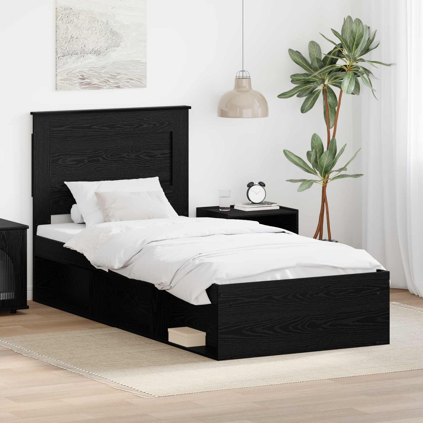 vidaXL Σκελετός Κρεβατιού Μαύρο 90 x 200 cm Στερεά ξυλεία πεύκου