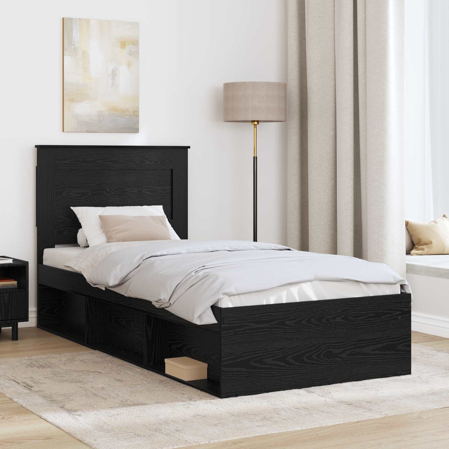 vidaXL Σκελετός Κρεβατιού Μαύρο 90 x 200 cm Στερεά ξυλεία πεύκου