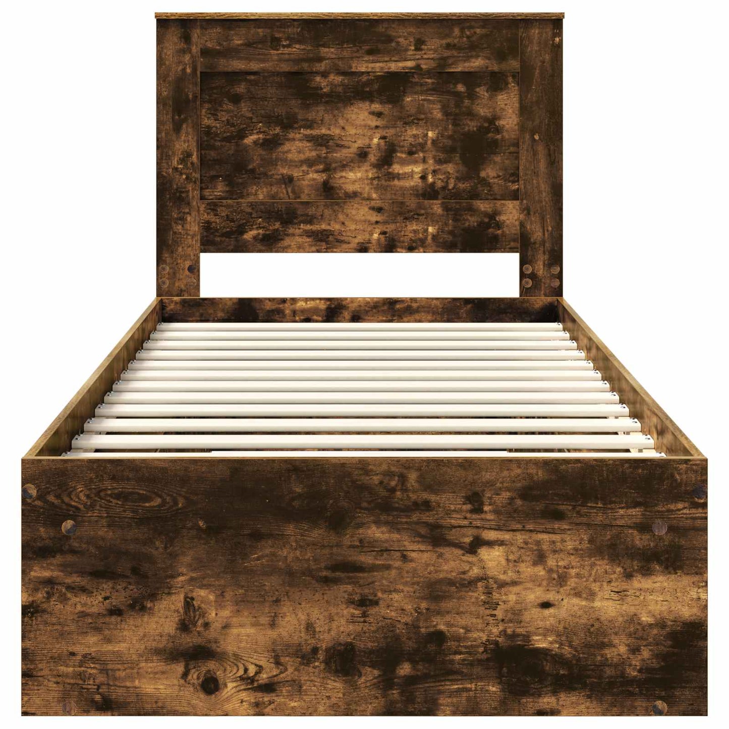 vidaXL Σκελετός Κρεβατιού με κεφαλάρι Καπνιστό Δρύς 90 x 200 cm