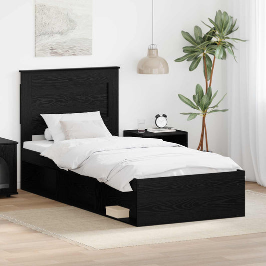 vidaXL Σκελετός Κρεβατιού Μαύρο 75 x 190 cm Στερεά ξυλεία πεύκου