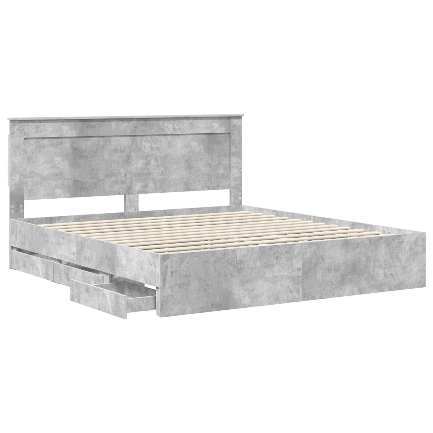 vidaXL Σκελετός Κρεβατιού Σκυρόδεμα Γκρι 200 x 200 cm Μηχανήματος Ξύλο