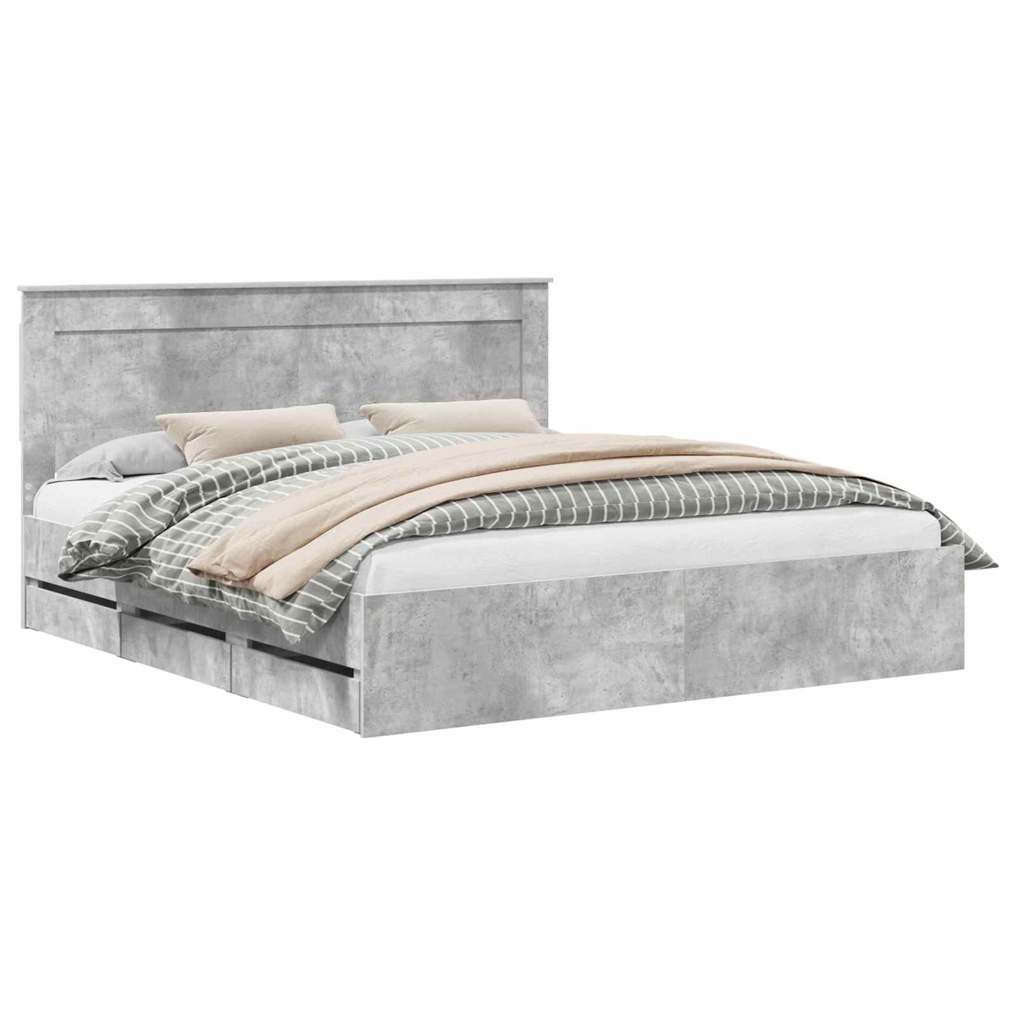 vidaXL Σκελετός Κρεβατιού Σκυρόδεμα Γκρι 180 x 200 cm Μηχανήματος Ξύλο