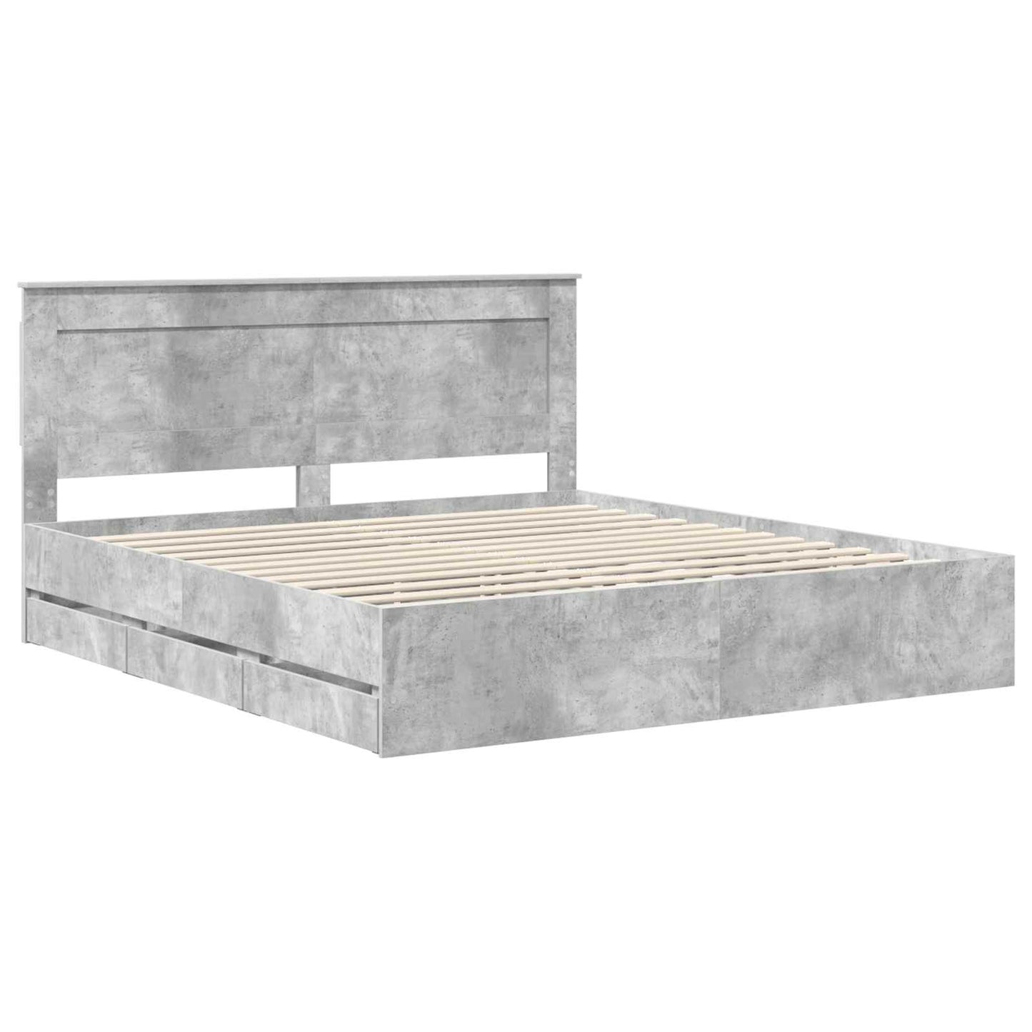 vidaXL Σκελετός Κρεβατιού Σκυρόδεμα Γκρι 180 x 200 cm Μηχανήματος Ξύλο