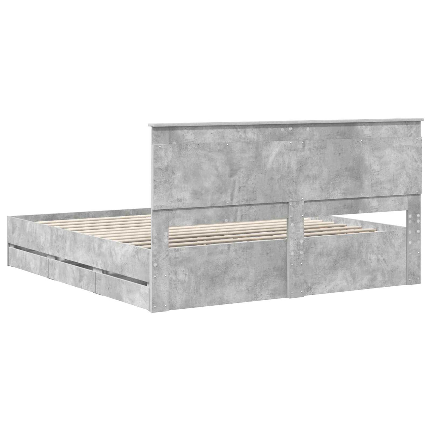 vidaXL Σκελετός Κρεβατιού Σκυρόδεμα Γκρι 180 x 200 cm Μηχανήματος Ξύλο