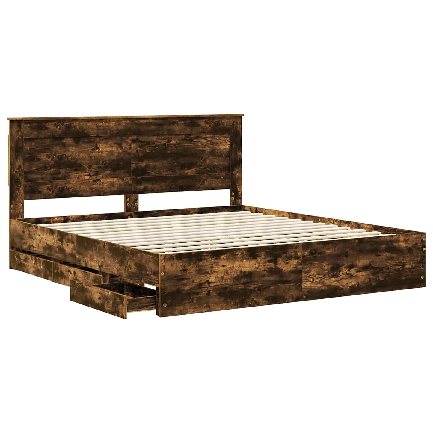vidaXL Σκελετός Κρεβατιού Καπνιστό Δρύς 180 x 200 cm Μηχανήματος Ξύλο