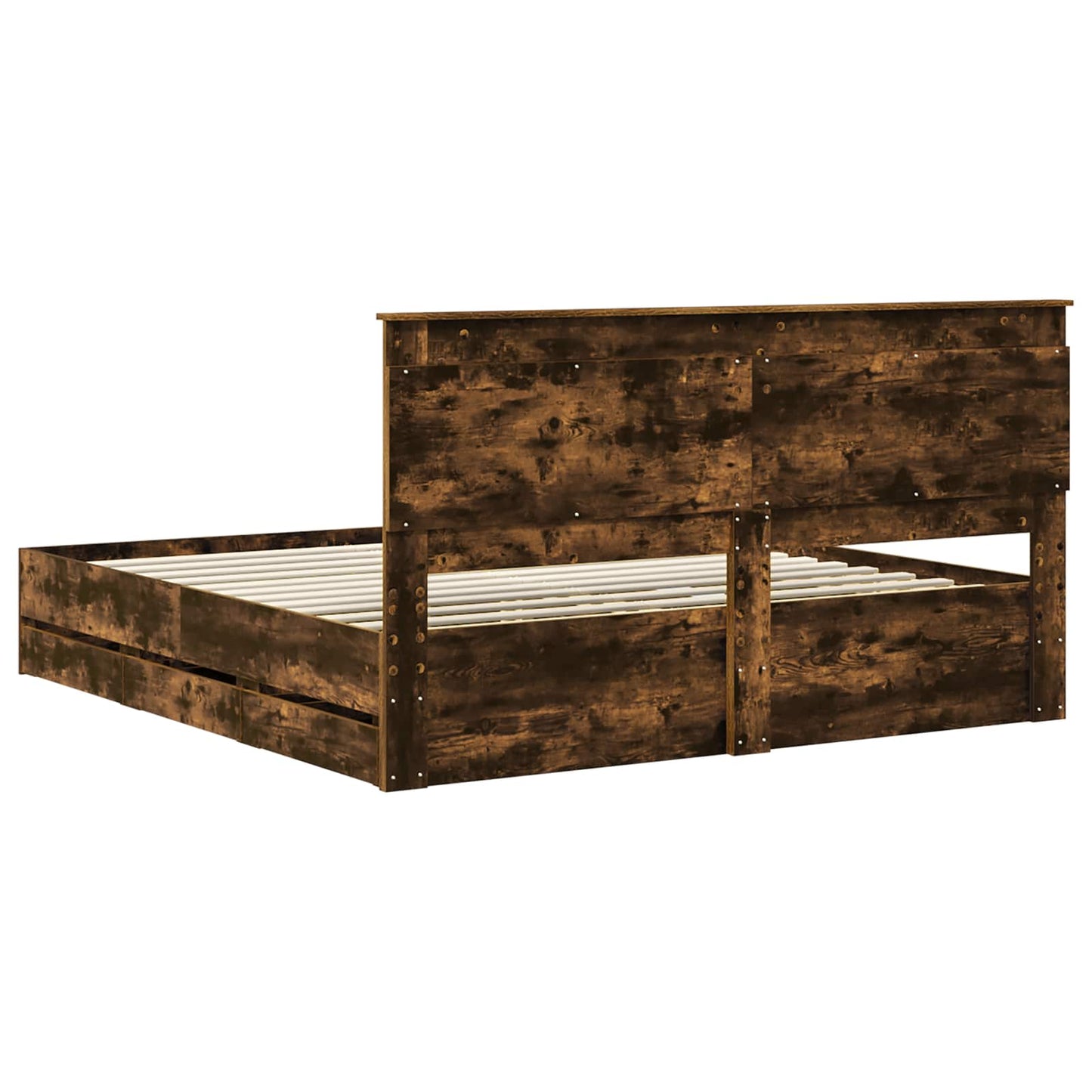 vidaXL Σκελετός Κρεβατιού Καπνιστό Δρύς 180 x 200 cm Μηχανήματος Ξύλο