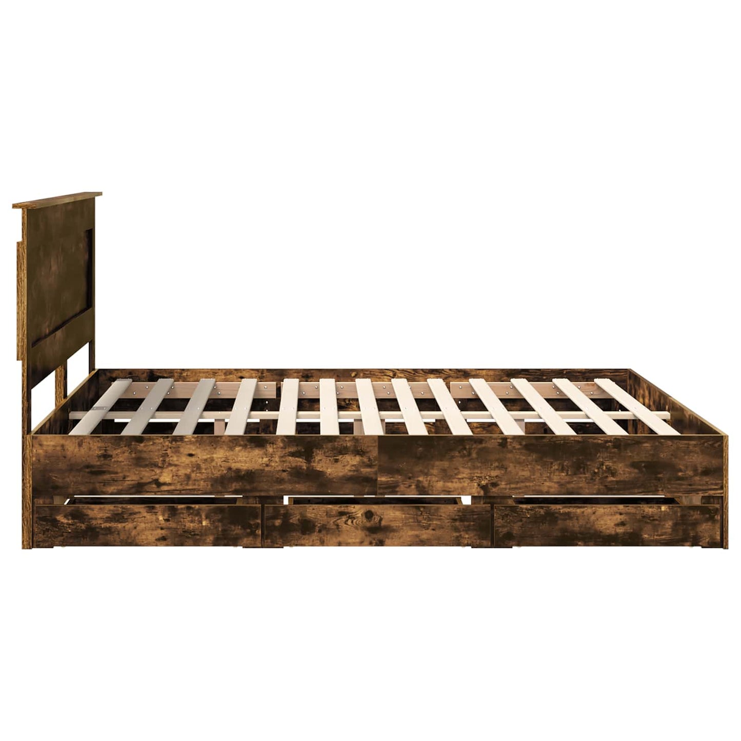 vidaXL Σκελετός Κρεβατιού Καπνιστό Δρύς 180 x 200 cm Μηχανήματος Ξύλο