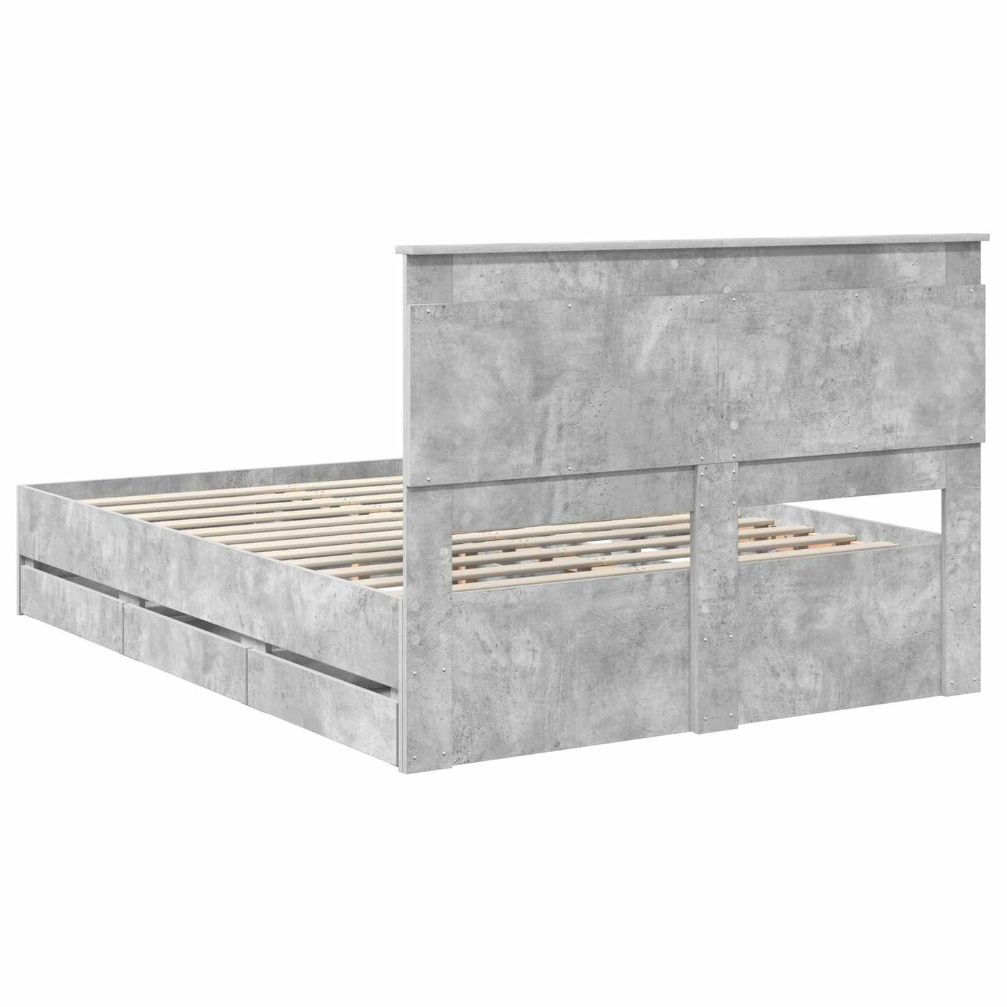 vidaXL Σκελετός Κρεβατιού Σκυρόδεμα Γκρι 140 x 190 cm Μηχανήματος Ξύλο
