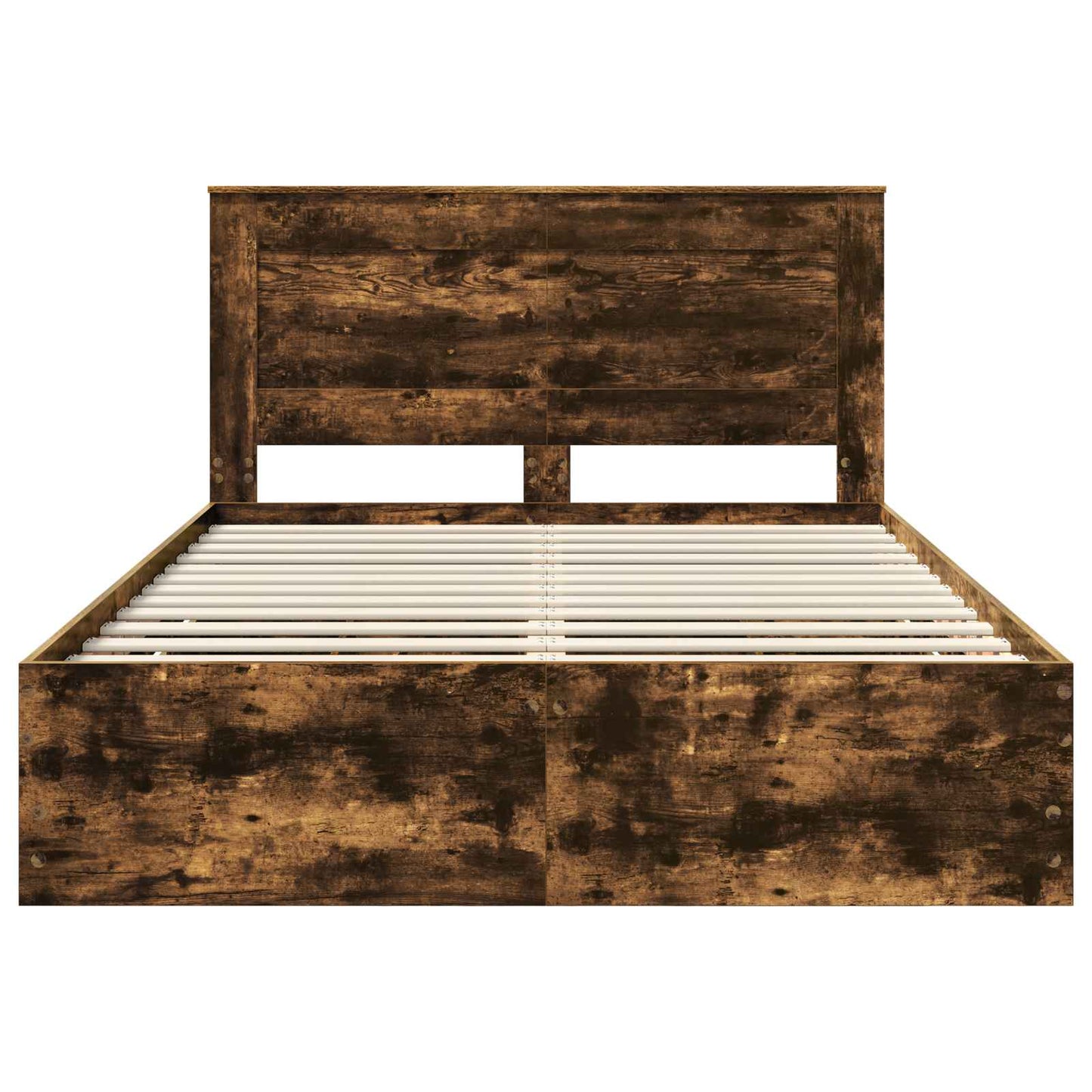 vidaXL Σκελετός Κρεβατιού Καπνιστό Δρύς 140 x 190 cm Μηχανήματος Ξύλο