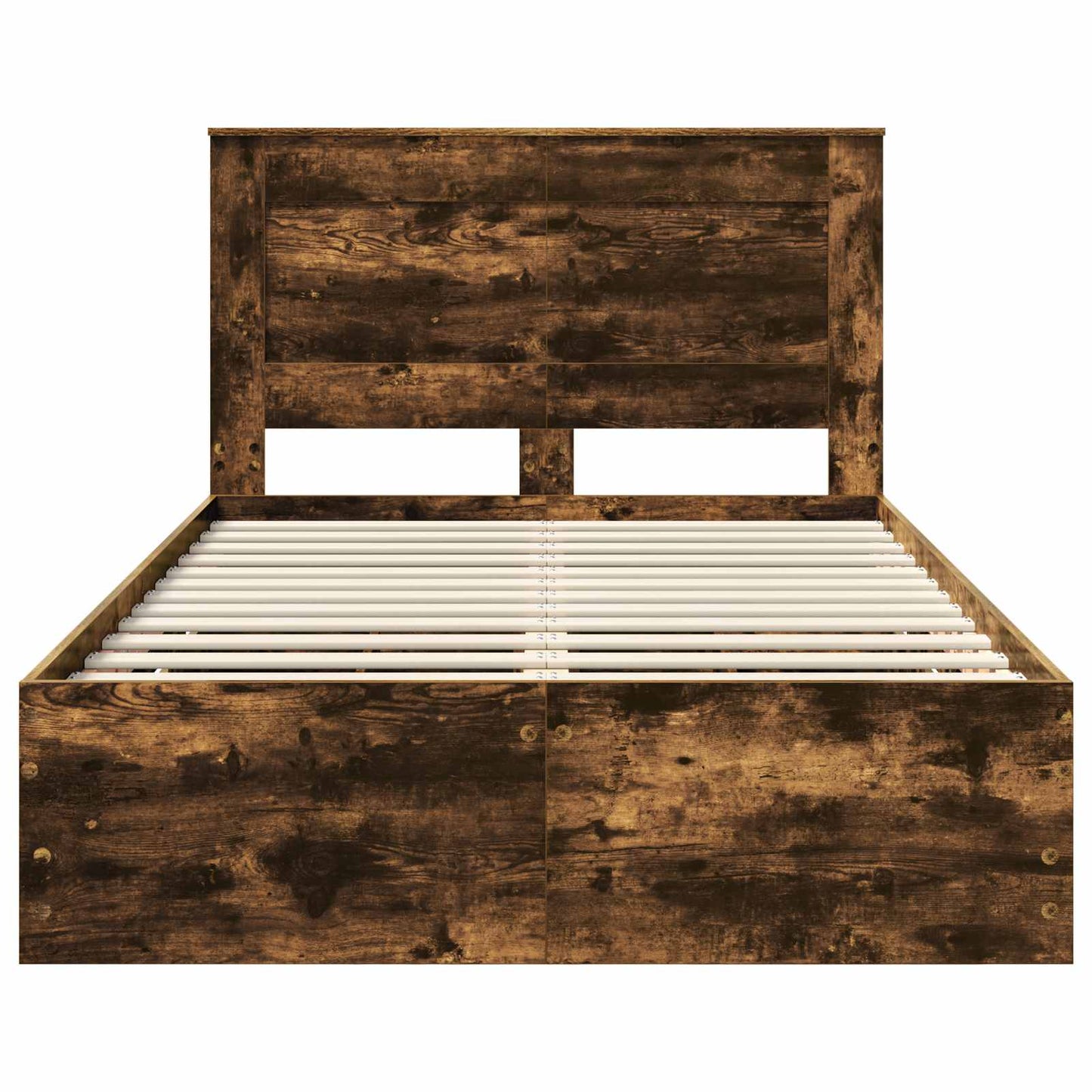 vidaXL Σκελετός Κρεβατιού Καπνιστό Δρύς 135 x 190 cm Μηχανήματος Ξύλο