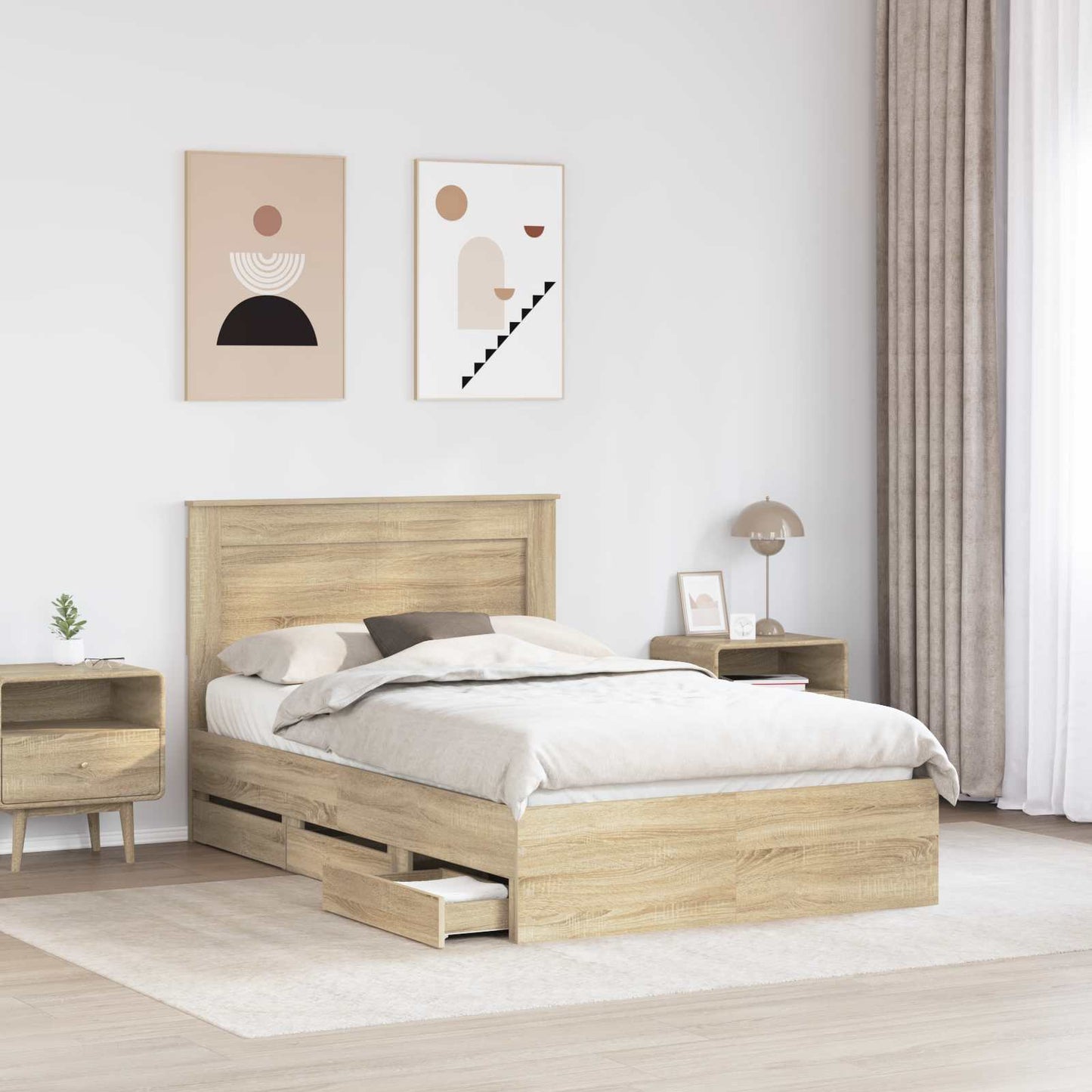 vidaXL Σκελετός Κρεβατιού Δρύς Sonoma 120 x 190 cm Μηχανήματος Ξύλο